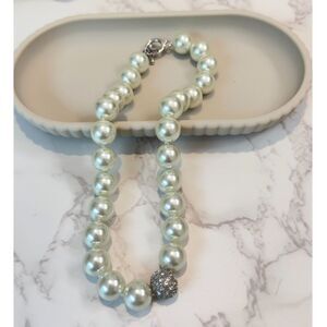 Faux Pearl & Rhinestone Choker Necklace